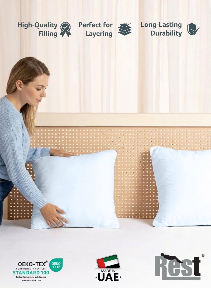 ريست REST Bedding Throw Pillows Insert Cushion Filler Outer Cover Non Woven Hollowfiber Filling 400 gm Ultra Soft Fiber Size 45x45cm , 18x18inch Cushion Inserts Home Decor  White (Pack of 4) - Image 2